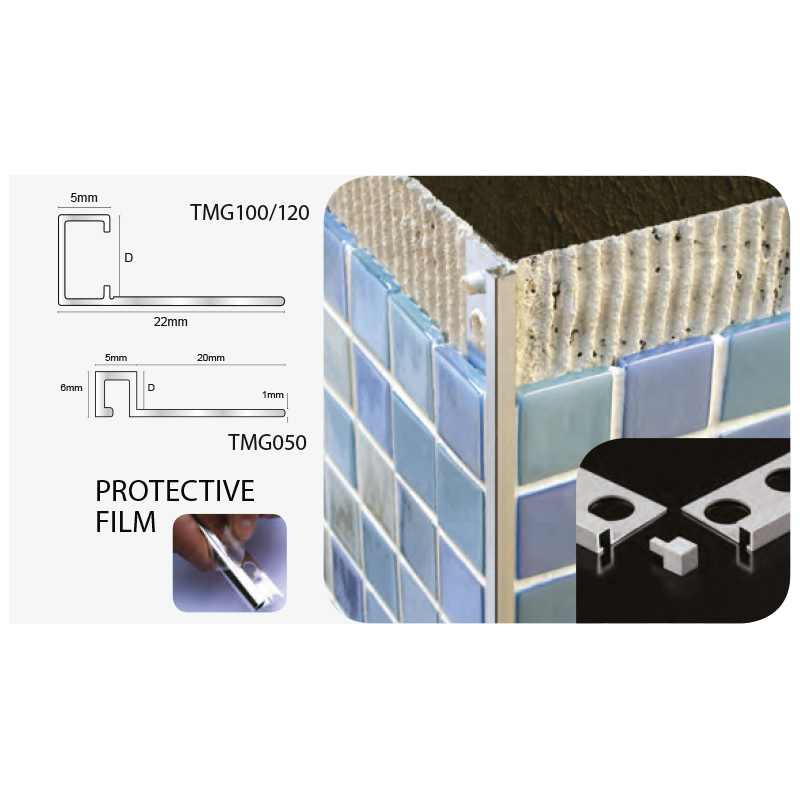 Aliminium Slim Square Edge Trim & Corners